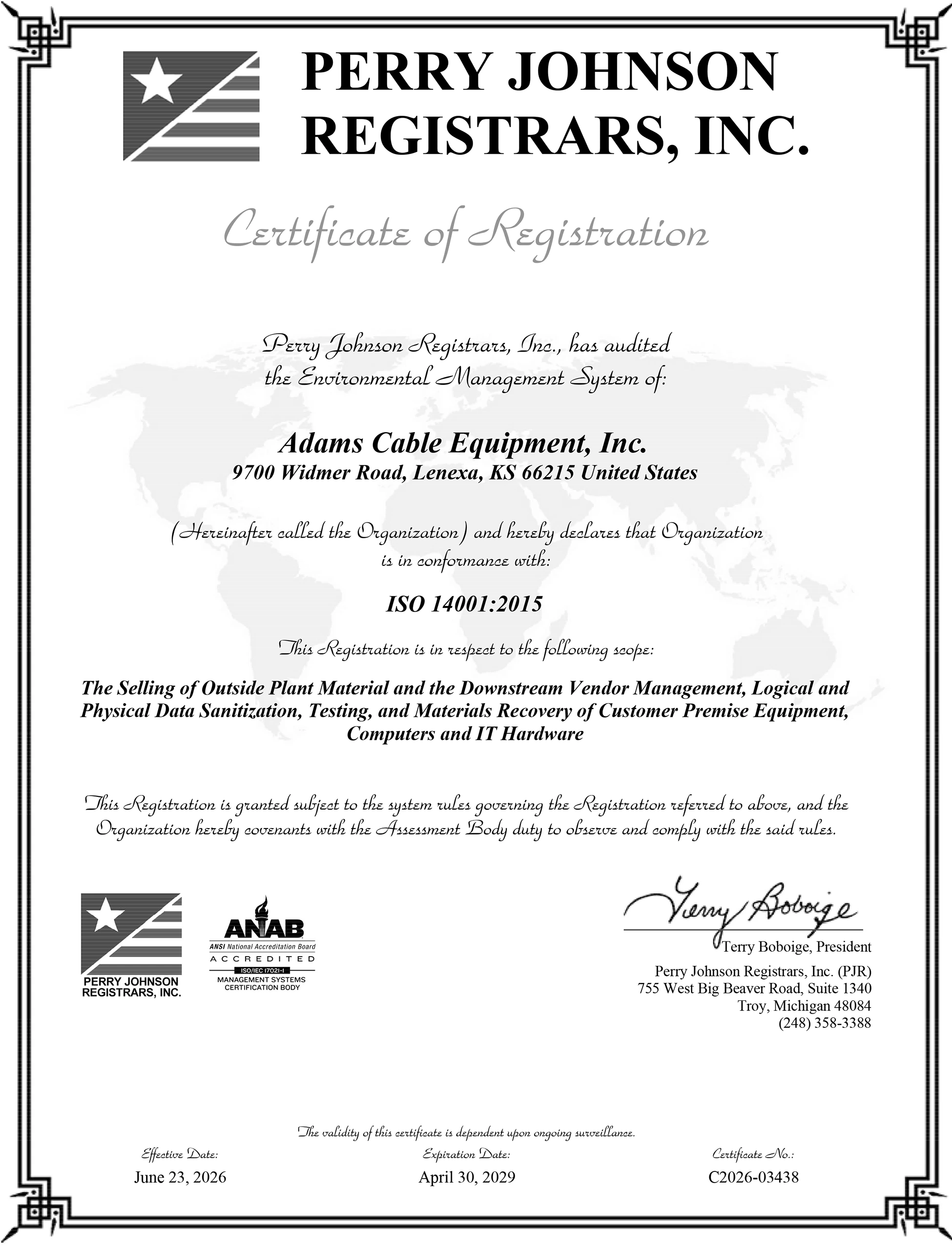 ACE ISO 14001-2015
