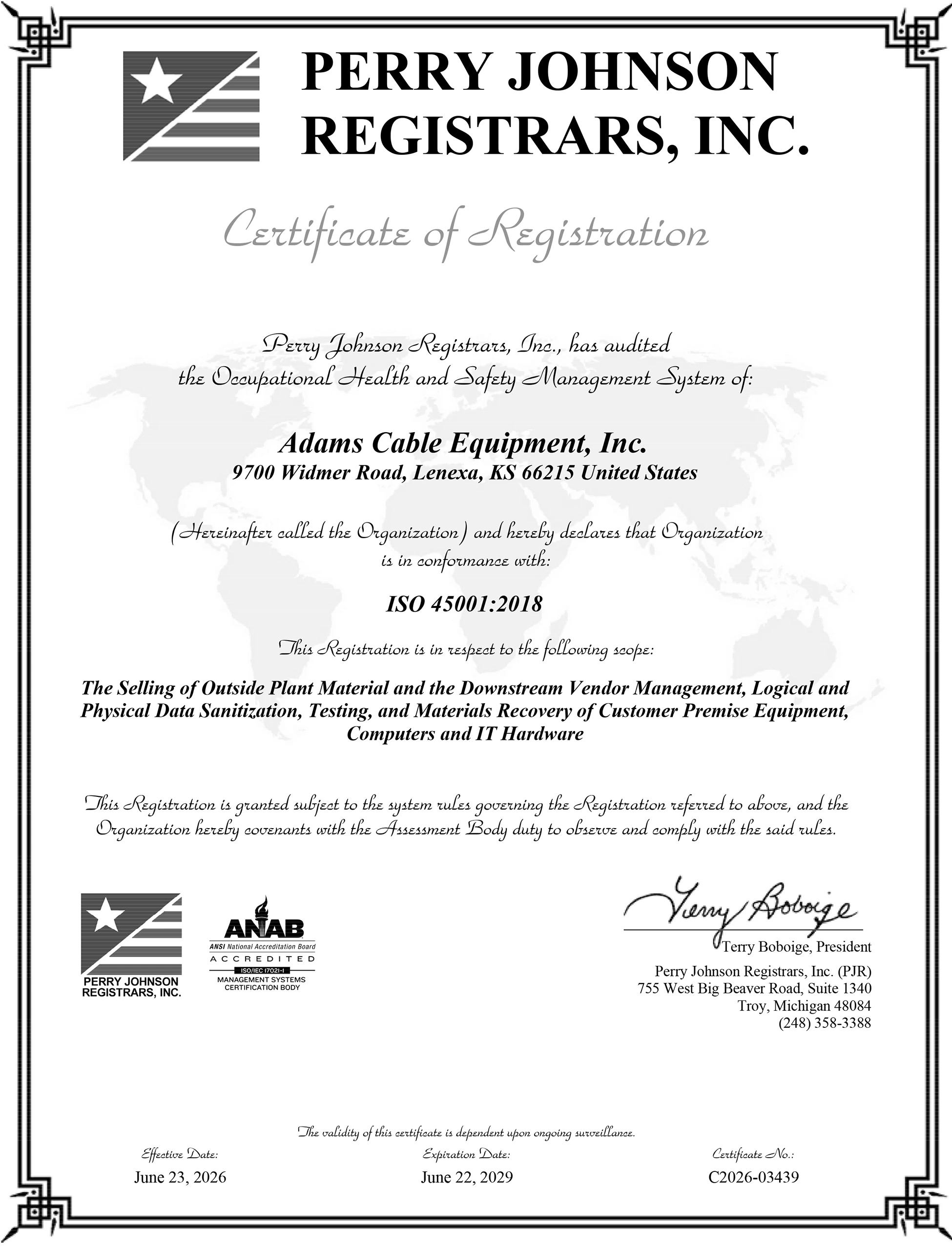 ACE ISO 45001-2018