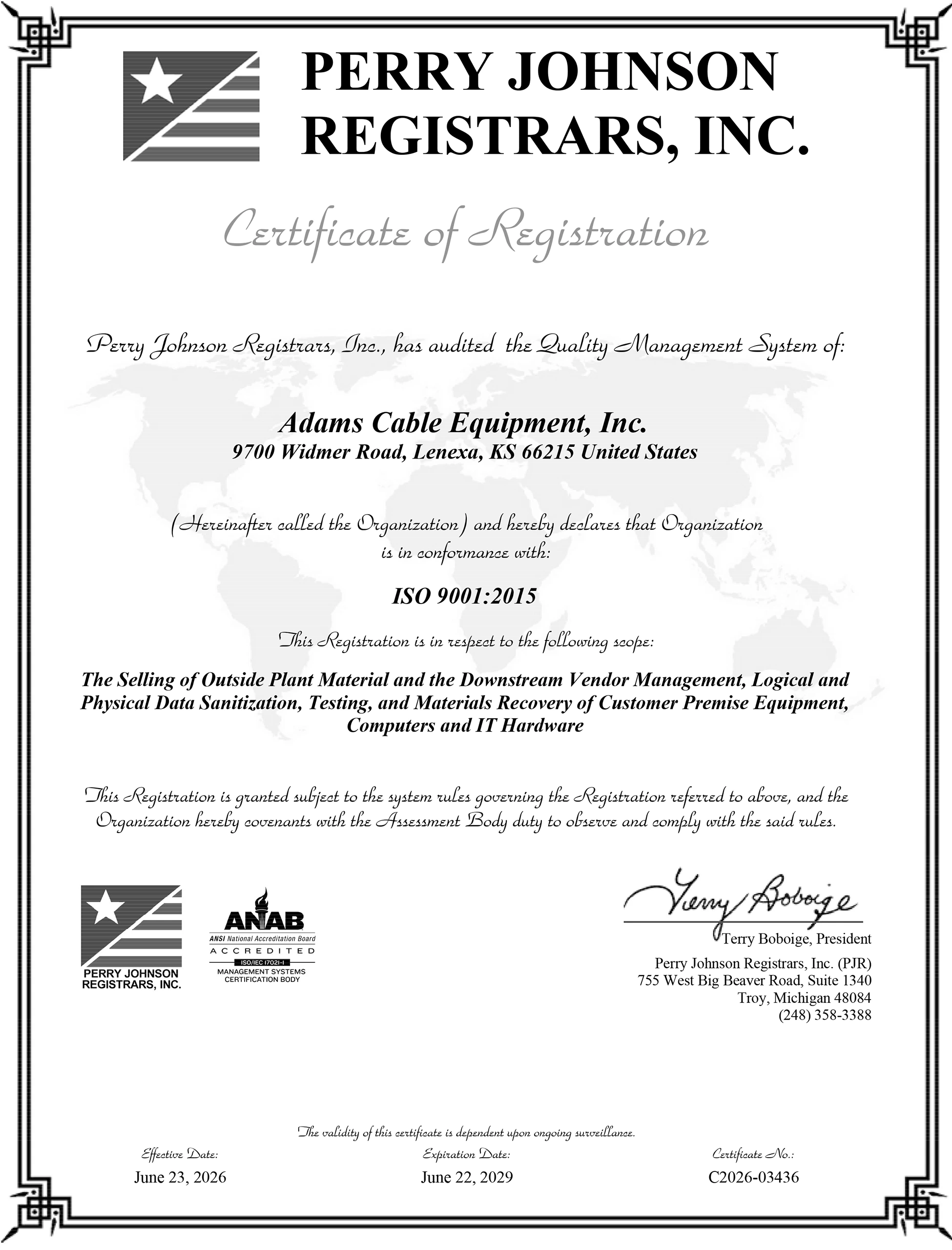 ACE ISO 9001-2015 