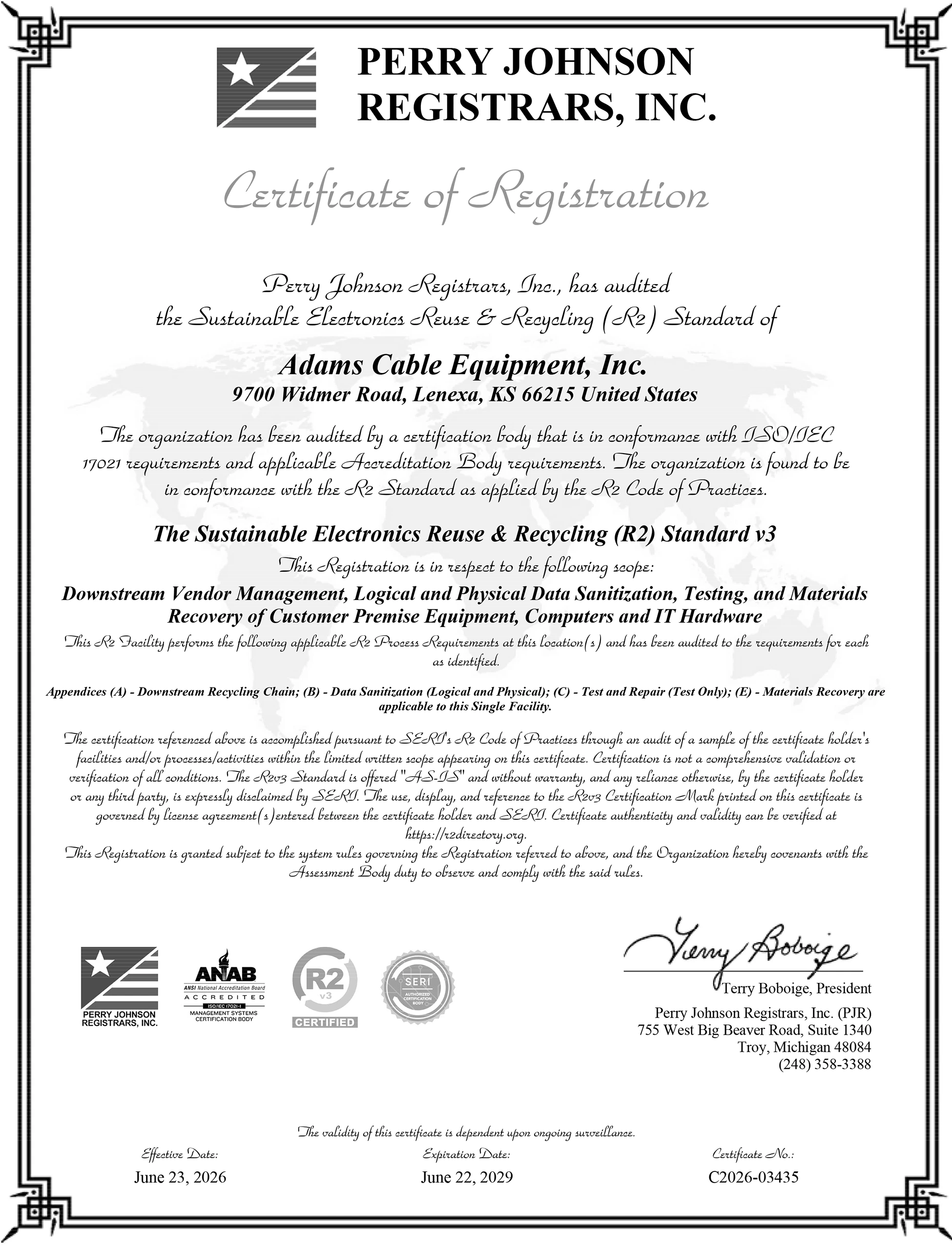 ACE R2v3 Certification